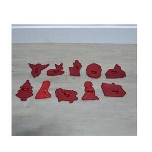 Vintage HRM Red Plastic Cookie Cutters Lot of 10 Christmas Nativity Scene